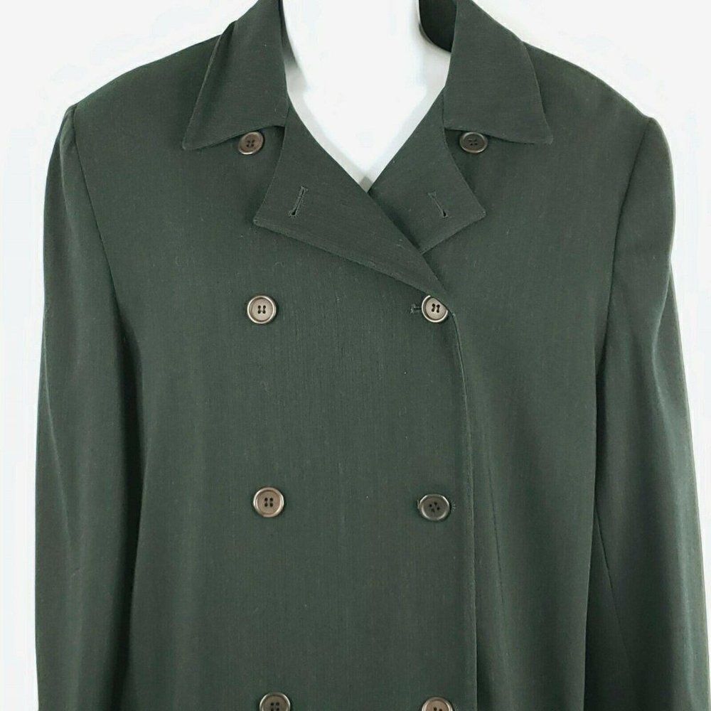 Vintage 80s Burberrys Womens Black Wool Cashmere Jacket Skirt Suit Set Size 10